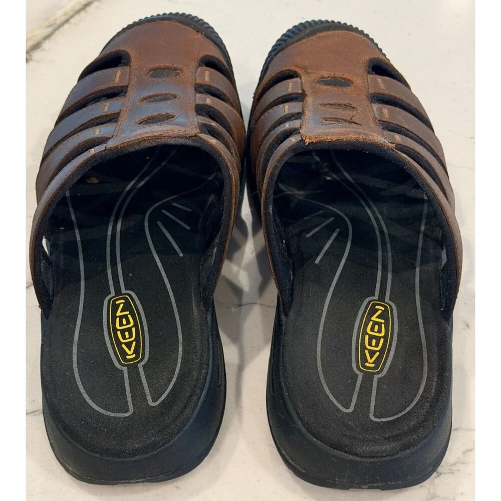 Keen Dayton Brown Leather Slide/Mule Sport Sandals Men’s Size 9